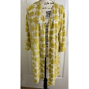 Lavish Beach Cover Duster XL Floral Gold/yellow Burnout Open Front